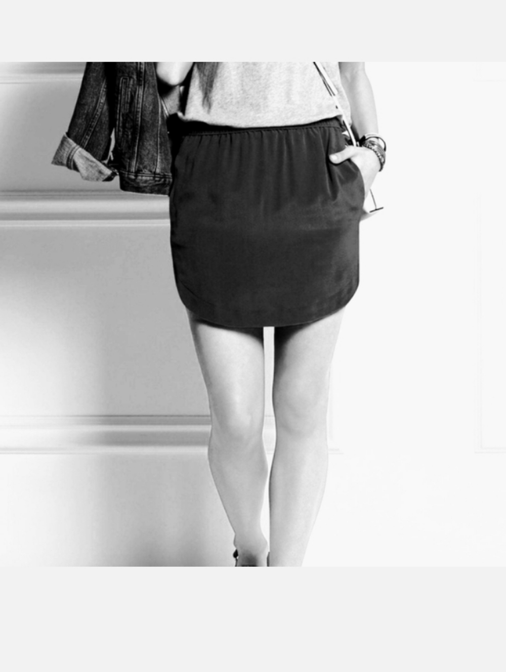 NWOT: MADEWELL; "J-CREW", ELIN 100% SILK MINI SKIRT, BLACK, MEDIUM.